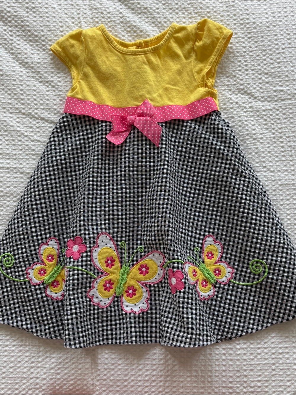 Good Lad Yellow Pink Black Gingham Butterfly Dress